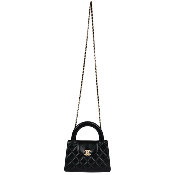 NEW CHANEL 24P BLACK LEATHER NANO KELLY MINI TOP HANDLE SHOPPING BAG - Picture 10 of 16